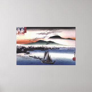 Hiroshige - Fishing boats on a lake Canvas Print