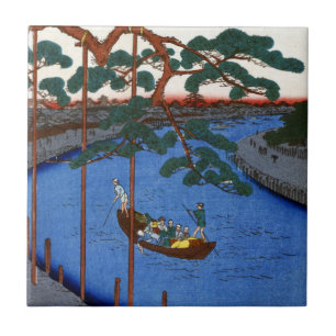 Hiroshige Five Pines, Onagi Canal Tile