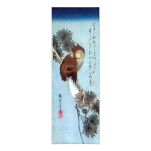 Hiroshige - Horned Owl, Pine, and Crescent Moon Photo Print