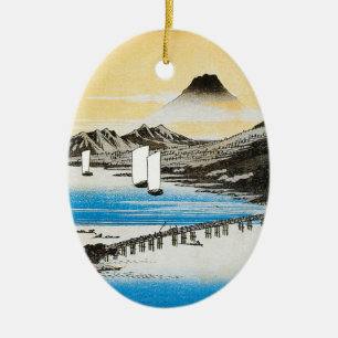 Hiroshige Mt. Fuji Japanese Art Christmas Ceramic Tree Decoration