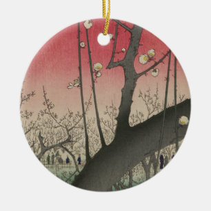 Hiroshige Plum Estate Kameido: Vintage Japanese Ceramic Tree Decoration