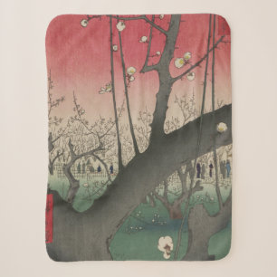 Hiroshige Plum Estate Kameido: Vintage Japanese Sherpa Blanket