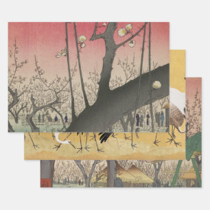 Hiroshige Plum Estate Kameido: Vintage Japanese Wrapping Paper Sheet