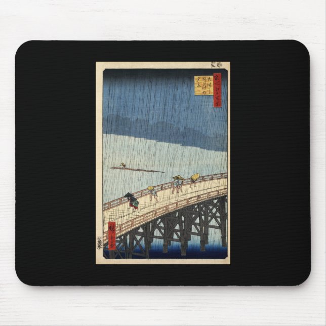 Hiroshige Sudden shower over Shin-Ōhashi bridge Mouse Mat (Front)