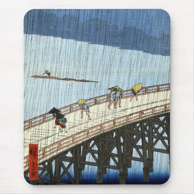 Hiroshige Sudden Shower over Shin-Ōhashi Bridge Mouse Mat (Front)