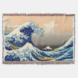 Hiroshige The Great Wave Off Kanagawa Throw Blanket