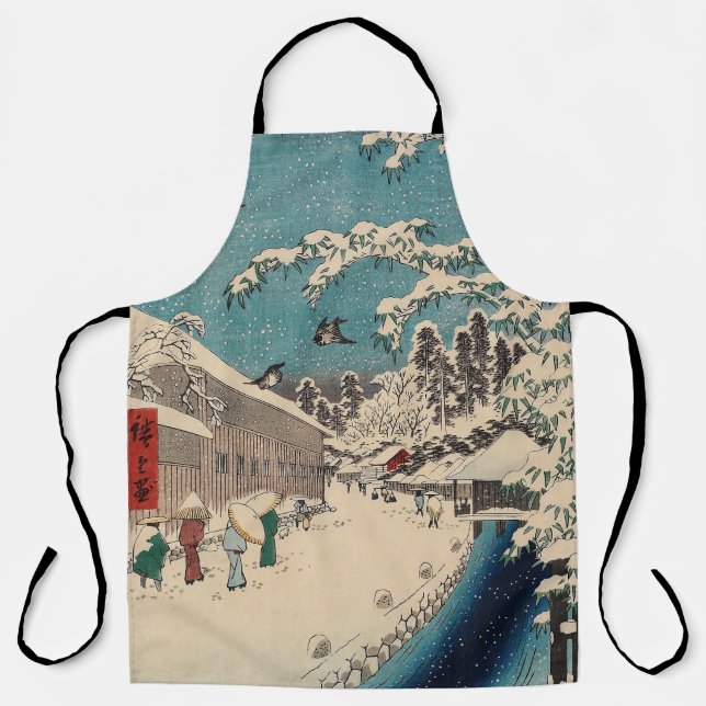 Hiroshige winter landscape japan country apron (Front)