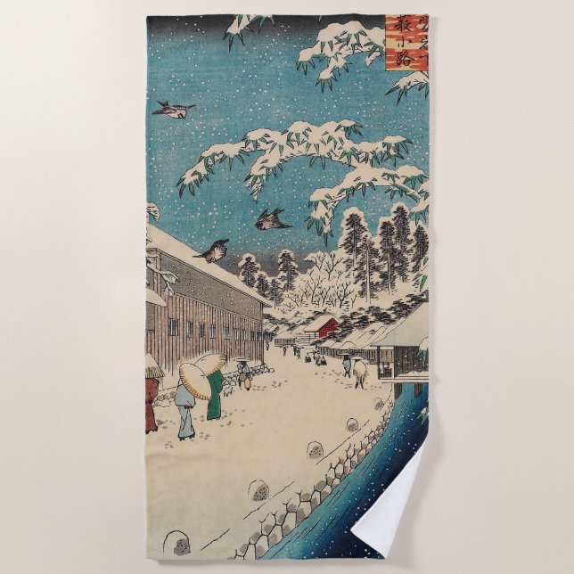 Hiroshige winter landscape japan country beach towel (Front)