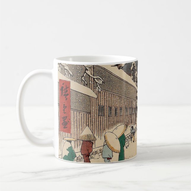 Hiroshige winter landscape japan country coffee mug (Left)