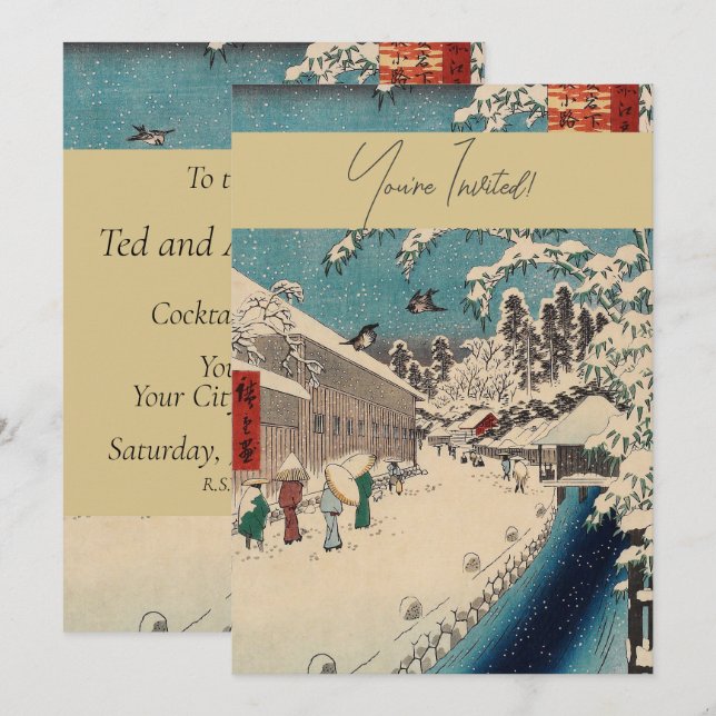 Hiroshige winter landscape japan country invitation (Front/Back)