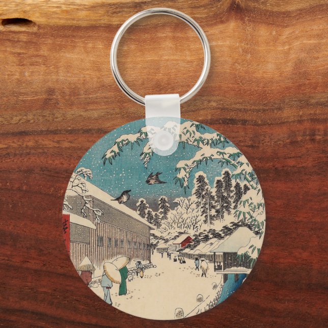 Hiroshige winter landscape japan country key ring (Front)