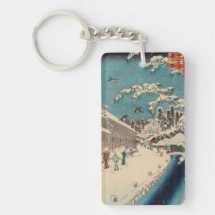 Hiroshige winter landscape japan country key ring