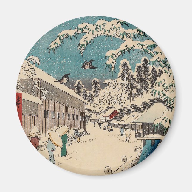 Hiroshige winter landscape japan country magnet (Front)