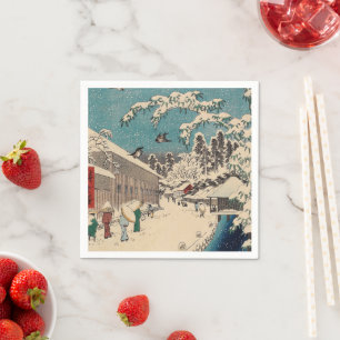 Hiroshige winter landscape japan country napkin
