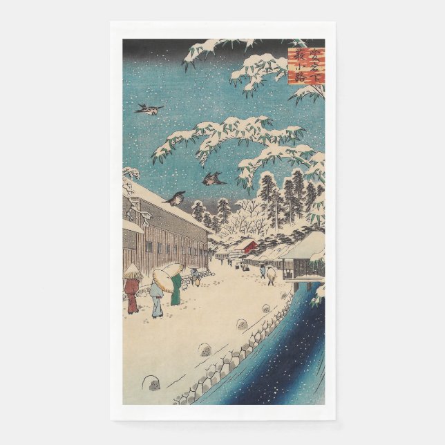 Hiroshige winter landscape japan country napkin (Front)