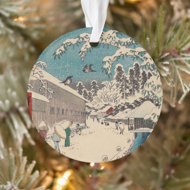 Hiroshige winter landscape japan country ornament (Tree)