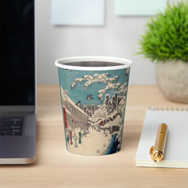 Hiroshige winter landscape japan country paper cups (Insitu)