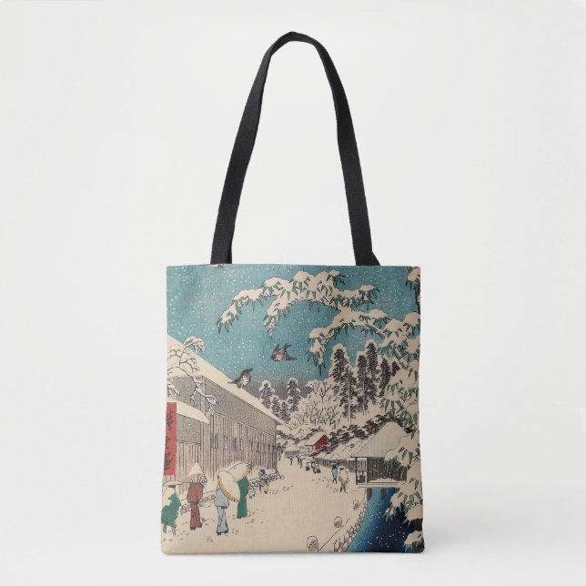 Hiroshige winter landscape japan country tote bag (Front)