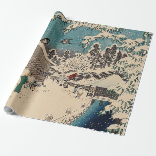 Hiroshige winter landscape japan country wrapping paper