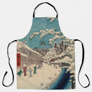Hiroshige winter landscape japan ukiyo-e antique apron