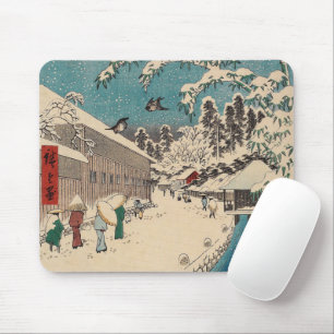 Hiroshige winter landscape japan ukiyo-e antique mouse mat
