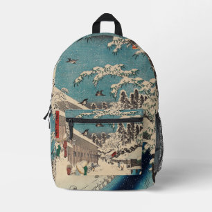 Hiroshige winter landscape japan ukiyo-e antique printed backpack