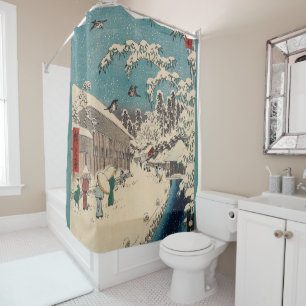 Hiroshige winter landscape japan ukiyo-e antique shower curtain