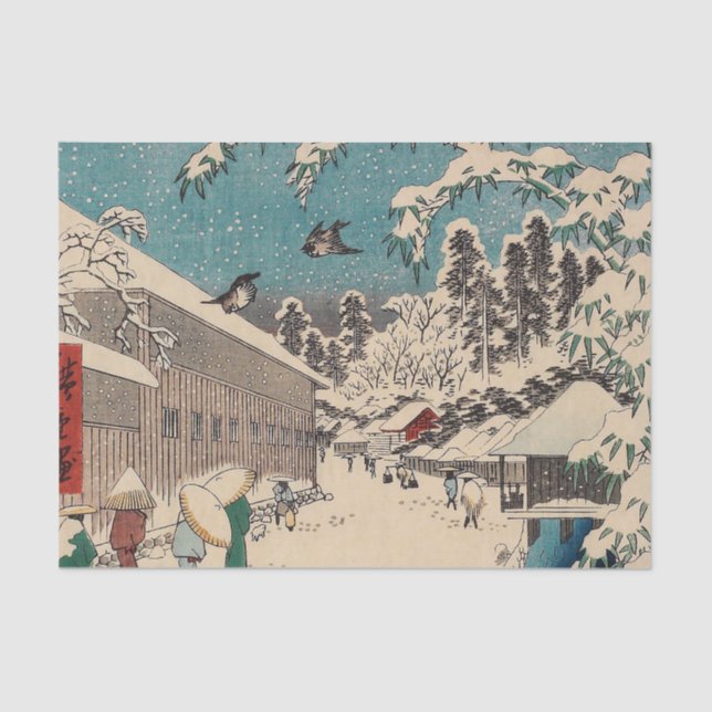 Hiroshige winter landscape japan ukiyo-e antique tissue paper (Front)