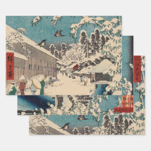 Hiroshige winter landscape japan ukiyo-e antique wrapping paper sheet