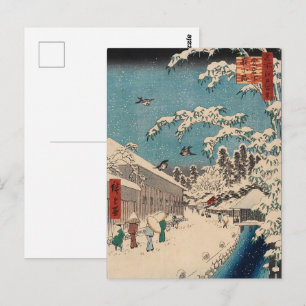 Hiroshige Winter Scene in Edo - Japanese Landscape Postcard