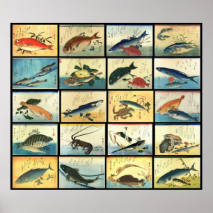  Hiroshige's A Shoal of Fishes Japanese Fish Print