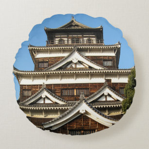 Hiroshima Castle 広島城, Hiroshima, Japan Round Cushion