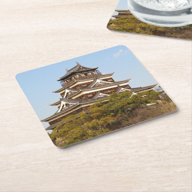 Hiroshima Castle 広島城, Hiroshima, Japan Square Paper Coaster (Angled)