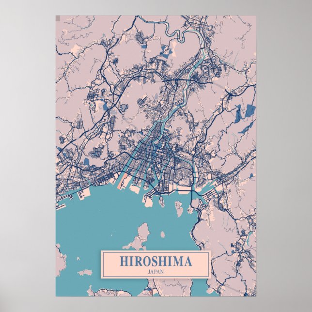 Hiroshima - Japan Breezy City Map  Poster (Front)