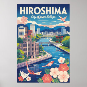 Hiroshima Japan Retro Travel Poster Art