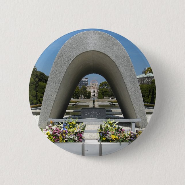 Hiroshima Memorial Cenotaph 6 Cm Round Badge (Front)
