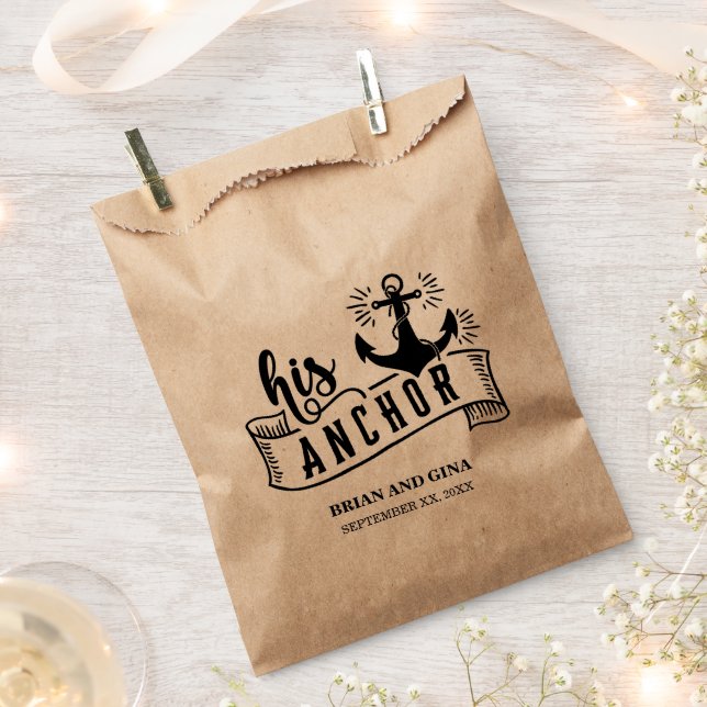 His Anchor Wedding Favour Bags (Clipped)