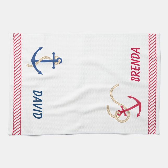 His and Her Anchor Towel (Horizontal)
