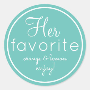His and Her aqua favorite wedding favor stickers