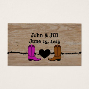 His And Her Cowboy Boots Wedding Favour Hang Tag