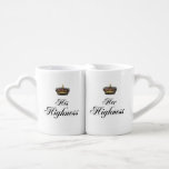 His and Her Highness mug set<br><div class="desc">"his highness", "his majesty", his, highness, fun, funny, royal, royalty, majesty, majestic, fancy, king, queen, prince, crown, script, text, humour, humourous, "his and hers", "mr and mrs", couple, couples, pair, set, bride, groom, wedding, marriage, married, anniversary, valentine, valentines, "valentine's day", engaged, engagement, "fairy tale", fairytale, "her highness", "her majesty", her,...</div>