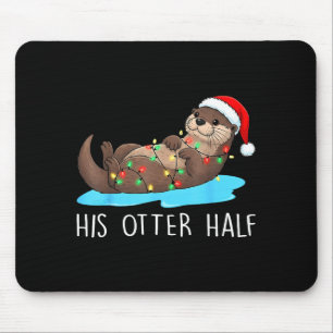 His And Her Otter Half Santa Hat Couple Christmas  Mouse Mat