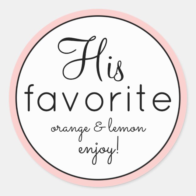 His and Her white favorite wedding favor stickers (Front)