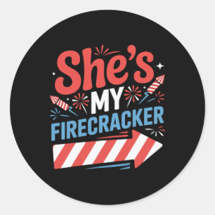 His And Hers 4th Of July Couples Shirts She's My F Classic Round Sticker