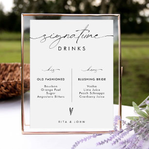His and Hers Bar Signature Drinks Wedding Sign