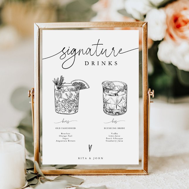 His and Hers Bar Signature Drinks Wedding Sign (Creator Uploaded)