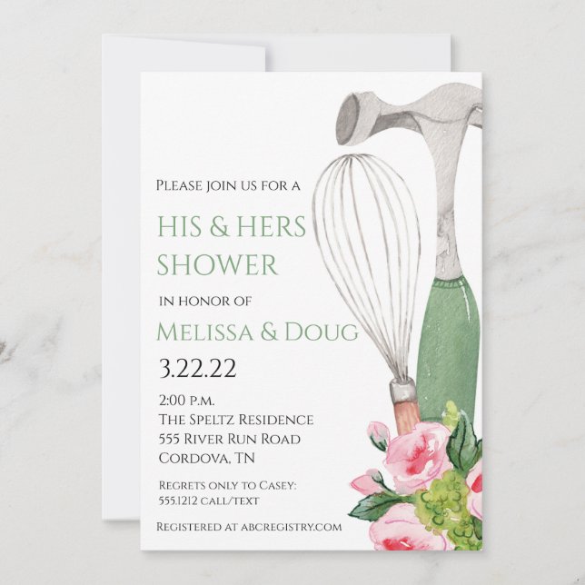 His and Hers Bridal Shower Kitchen Invitation (Front)