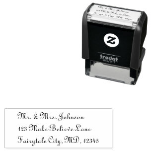 His and Hers Calligraphy Return Address Label Self-inking Stamp