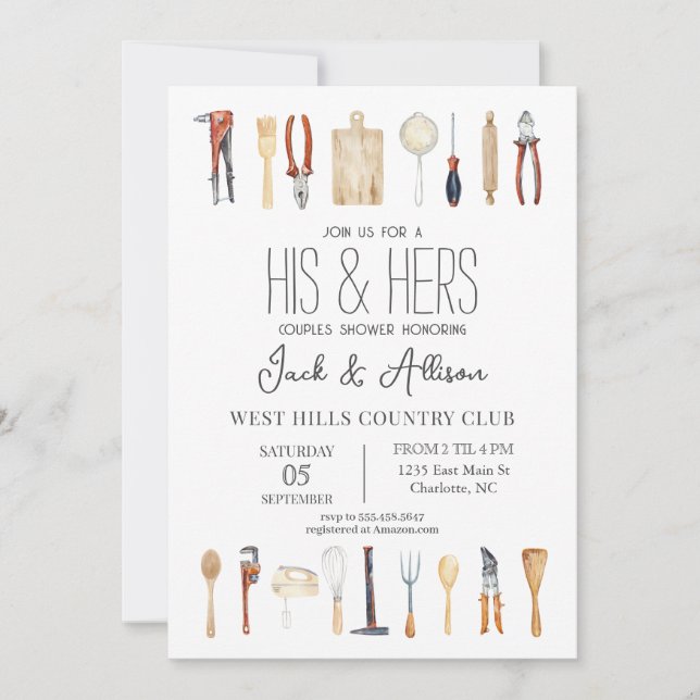 His and hers couples shower invitation (Front)