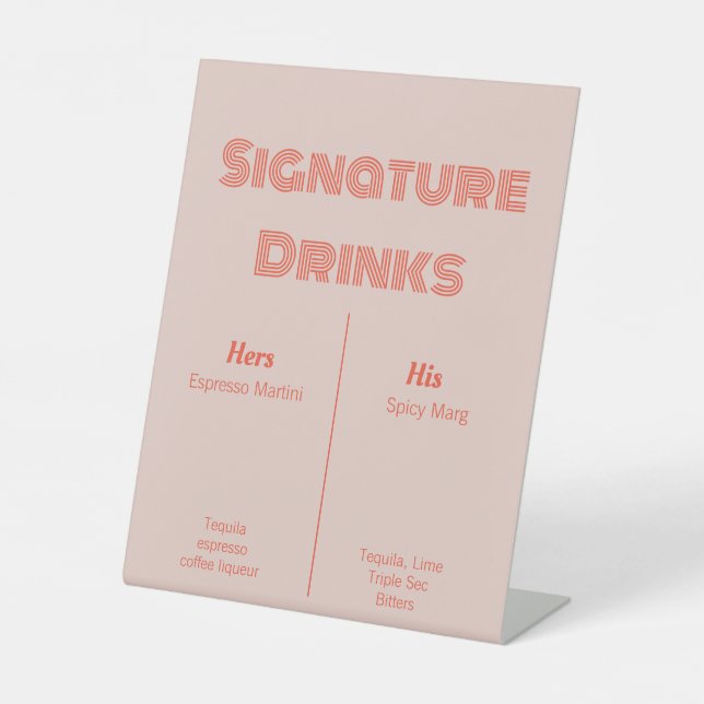 His and Hers Drinks Pedestal Sign (Front)